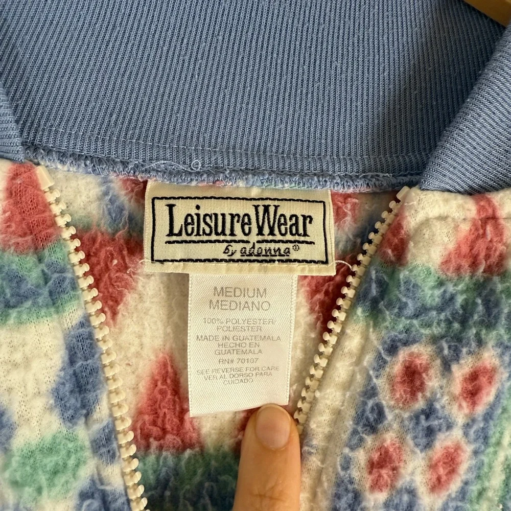 Leisure Wear Vintage VTG‎ Fleece Granny Cottage Core Zip Up House Dress Medium